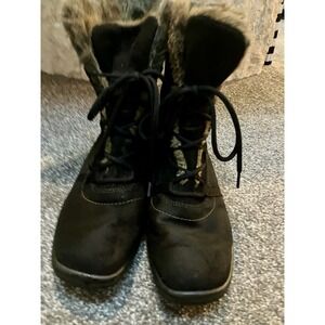 Ara Women's Boots Magaly Gore-Tex Faux Fur‎ Waterproof Lace-Up US Sz 7.5 Black